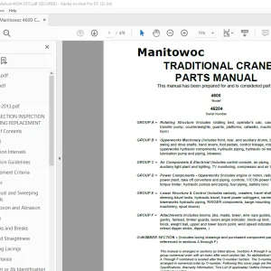 Manitowoc Traditional Crane 4600 Parts Manual SN 46204  - PDF DOWNLOAD