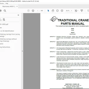 Manitowoc Traditional Crane 4600 Parts Manual SN 46253 - PDF DOWNLOAD