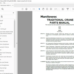 Manitowoc Traditional Crane  4000W Parts Manual SN 40355 PDF