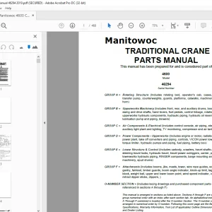 Manitowoc Traditional Crane 4600 Parts Manual SN 46294 - PDF DOWNLOAD
