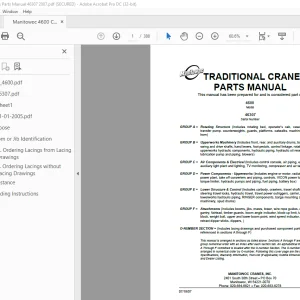Manitowoc Traditional Crane 4600 Parts Manual SN 46307 PDF