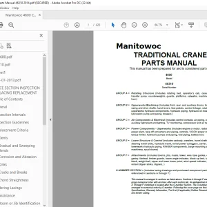 Manitowoc Traditional Crane 4600 Parts Manual SN 46310 - PDF DOWNLOAD