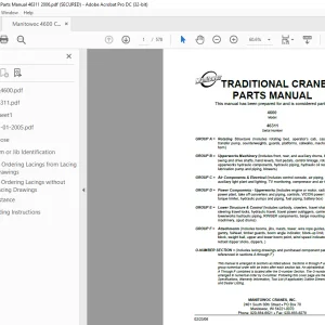 Manitowoc Traditional Crane 4600 Parts Manual SN 46311 PDF