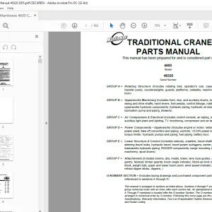 Manitowoc Traditional Crane 4600 Parts Manual SN 46320 PDF