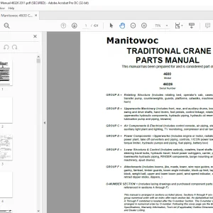 Manitowoc Traditional Crane 4600  Parts Manual SN 46326 - PDF DOWNLOAD