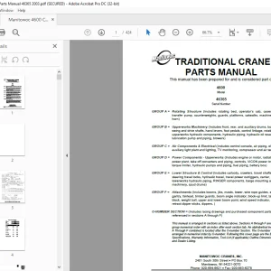Manitowoc Traditional Crane 4600 Parts Manual SN 46365 PDF
