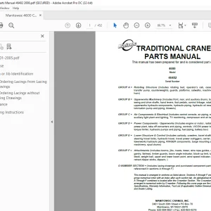 Manitowoc Traditional Crane 4600 Parts Manual SN 46402 - PDF DOWNLOAD