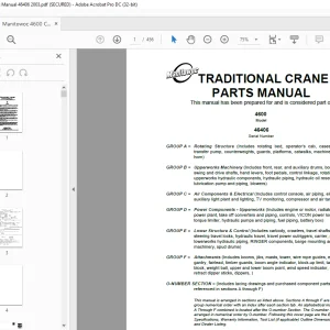 Manitowoc Traditional Crane 4600 Parts Manual SN 46406 PDF