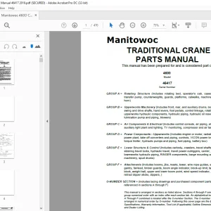 Manitowoc Traditional Crane 4600 Parts Manual SN 46417 - PDF DOWNLOAD