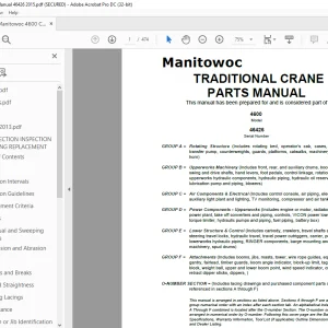 Manitowoc Traditional Crane 4600 Parts Manual SN 46426 - PDF DOWNLOAD