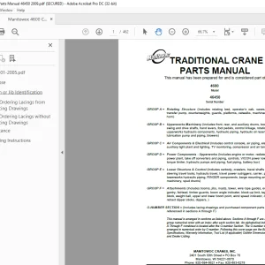 Manitowoc Traditional Crane 4600 Parts Manual SN 46450 - PDF DOWNLOAD