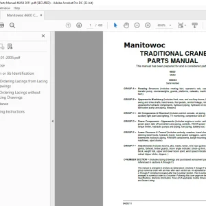Manitowoc Traditional Crane 4600 Parts Manual SN 46454 - PDF DOWNLOAD