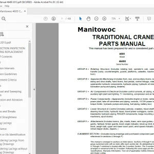 Manitowoc Traditional Crane 4600 Parts Manual SN 46490 - PDF DOWNLOAD
