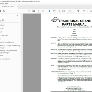 Manitowoc Traditional Crane 6400 Parts Manual SN 64005 - PDF DOWNLOAD
