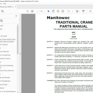 Manitowoc Traditional Crane 6400 Parts Manual SN 64006 - PDF DOWNLOAD