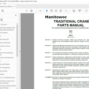 Manitowoc Traditional Crane 6400 Parts Manual SN 64011 - PDF DOWNLOAD