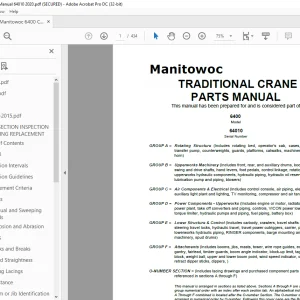 Manitowoc Traditional Crane 6400 Parts Manual SN 64010 - PDF DOWNLOAD