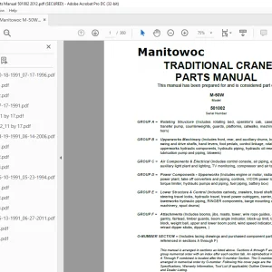 Manitowoc Traditional Crane M-50W Parts Manual SN 501002 - PDF DOWNLOAD