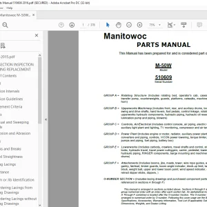 Manitowoc Traditional Crane M-50W Parts Manual SN 510609 -  PDF DOWNLOAD