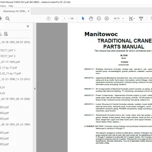 Manitowoc Traditional Crane M-50W Parts Manual SN 510924 - PDF DOWNLOAD