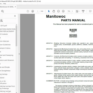Manitowoc Traditional Crane M-65W Parts Manual 651005  - PDF DOWNLOAD