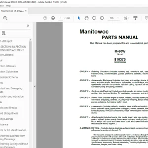 Manitowoc Traditional Crane M-80W Parts Manual 810376 PDF