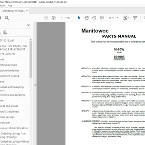 Manitowoc Traditional Crane M-80W Parts Manual SN 801005 - PDF DOWNLOAD