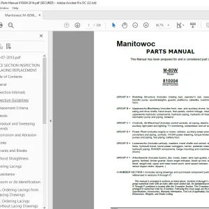Manitowoc Traditional Crane M-80W Parts Manual SN 810004 PDF