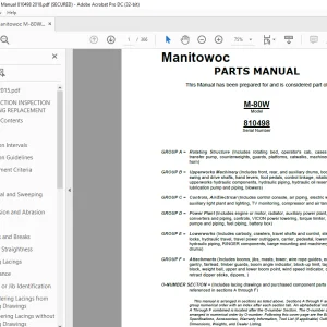Manitowoc Traditional Crane M-80W Parts Manual SN 810498 - PDF DOWNLOAD