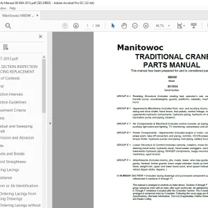 Manitowoc Traditional Crane M80W Parts Manual SN 801004 - PDF DOWNLOAD
