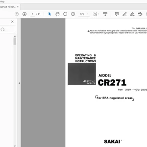 Sakai Asphalt Roller CR271 Operation & Maintenance Manual PDF