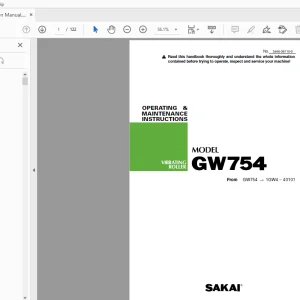 Sakai Asphalt Roller GW754 Operation & Maintenance Manual - PDF