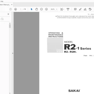 Sakai R2-1 Series R2-1 R2H-1 Operation & Maintenance Manual PDF