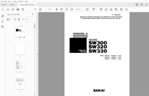 Sakai Asphalt Roller SW300 SW320 SW330 Operation & Maintenance Manual PDF