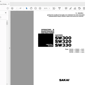Sakai Asphalt Roller SW300 SW320 SW330 Operation & Maintenance Manual PDF