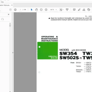 Sakai SW354 TW354 SW502S-1 TW504 Operation & Maintenance Manual - PDF