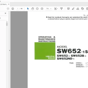 Sakai SW652-1 SW652B-1 SW652ND-1 Operation & Maintenance Manual - PDF