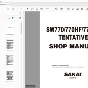 Sakai Asphalt Roller SW770/770HF/770ND Tentative Service Manual – PDF