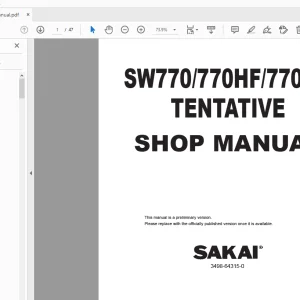 Sakai Asphalt Roller SW770 770HF 770ND Tentative Service Manual PDF