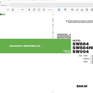 Sakai Asphalt Roller SW884 SW884ND SW994 Operation & Maintenance Manual PDF