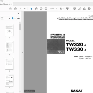 Sakai Asphalt Roller TW320-1 TW330-1 Operation & Maintenance Manual PDF