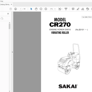 Sakai Asphalt Vibrating Roller CR270 Engine Honda GX610 Parts Manual - PDF