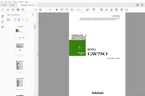 Sakai Asphalt Vibrating Roller GW750 Operation & Maintenance Manual - PDF