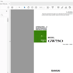 Sakai Asphalt Vibrating Roller GW750 Operation & Maintenance Manual - PDF