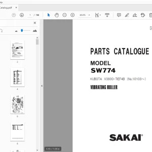 Sakai Vibrating Roller SW774 Kubota V3800-TIEF4B Parts Manual - PDF