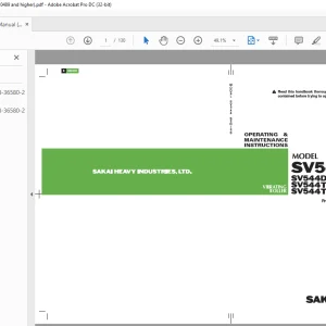 Sakai Roller SV544 Series SV544D SV544DF SV544T SV544TF SV544TB SV544FB Operator Manual