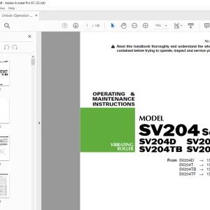 Sakai SV 204 Series SV204D SV204T SV204TB SV204TF Roller Operator Manual