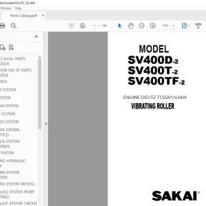 Sakai SV400D-2 SV400T-2 SV400TF-2 VIBRATING ROLLER Parts Manual