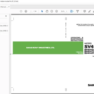 Sakai SV414 Series SV414D SV414T SV414TF SV414TB SV414FB Vibrating Roller Operator Manual