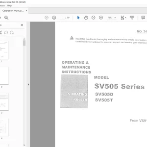 Sakai SV505 Series Sv505D SV505T Vibrating Roller Operator Manual